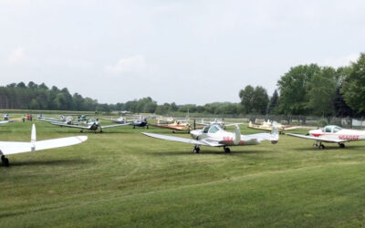 Today a flight of 22 Ercoupes flew in to Shawano airport for lunch at the Lighthouse.